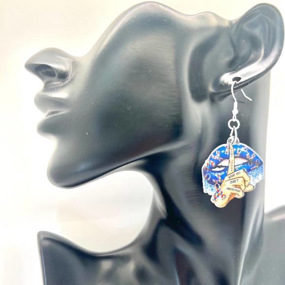 Autism Awareness Earrings - Puzzle Earrings - Dont Judge Me Earrings - Spectrum - Picture 8 of 9